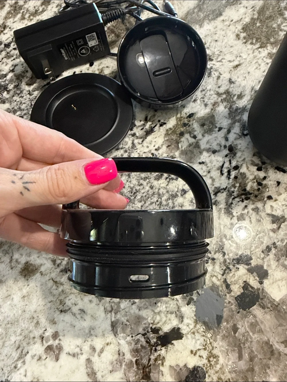 Ember Matte Black Temperature-Controlled Travel Mug w. Charging Base & Two Lids